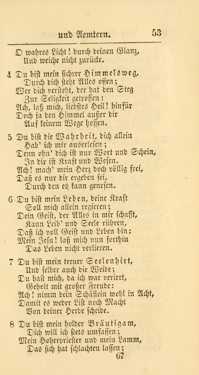 Evangelisches Gesangbuch: oder eine sammlung geistreicher lieder zum gebrauch der Evangelischen Gemeinschaft und aller heilsuchenden seelen page 67