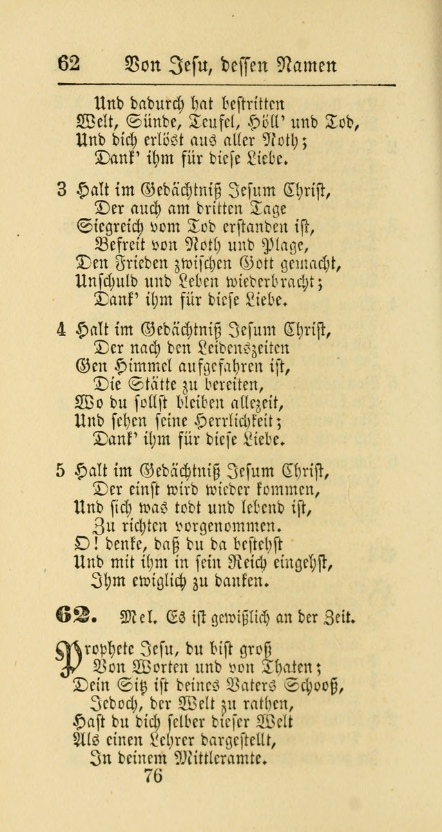 Evangelisches Gesangbuch: oder eine sammlung geistreicher lieder zum gebrauch der Evangelischen Gemeinschaft und aller heilsuchenden seelen page 76