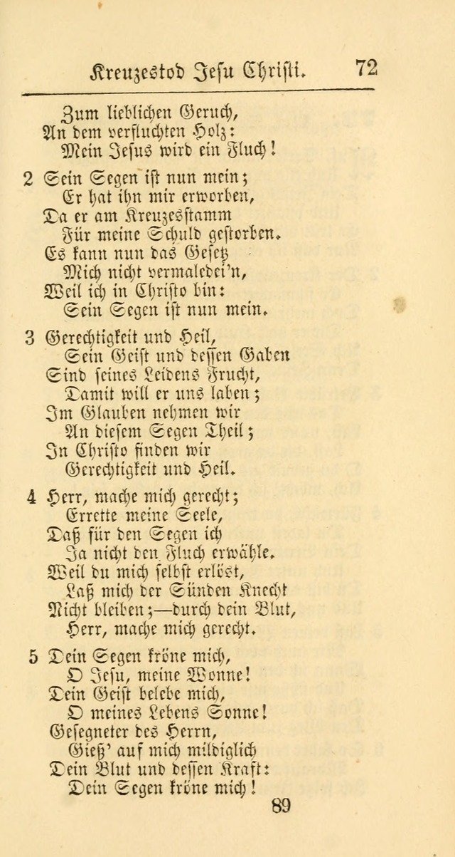 Evangelisches Gesangbuch: oder eine sammlung geistreicher lieder zum gebrauch der Evangelischen Gemeinschaft und aller heilsuchenden seelen page 89