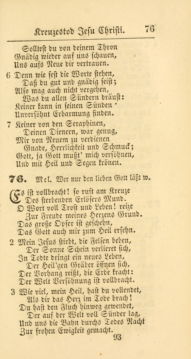 Evangelisches Gesangbuch: oder eine sammlung geistreicher lieder zum gebrauch der Evangelischen Gemeinschaft und aller heilsuchenden seelen page 93