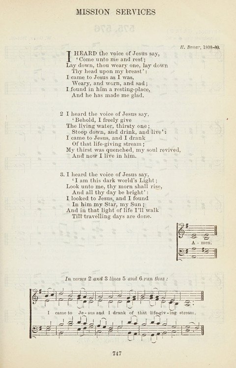 The English Hymnal: with tunes page 747