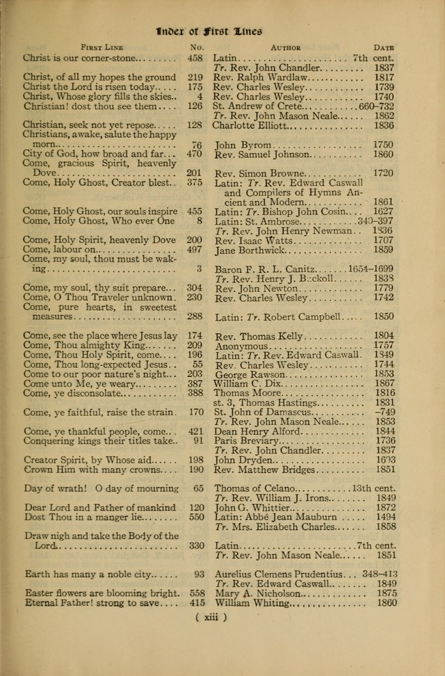 The Hymnal: as authorized and approved by the General Convention of the Protestant Episcopal Church in the United States of America in the year of our Lord 1916 page 13