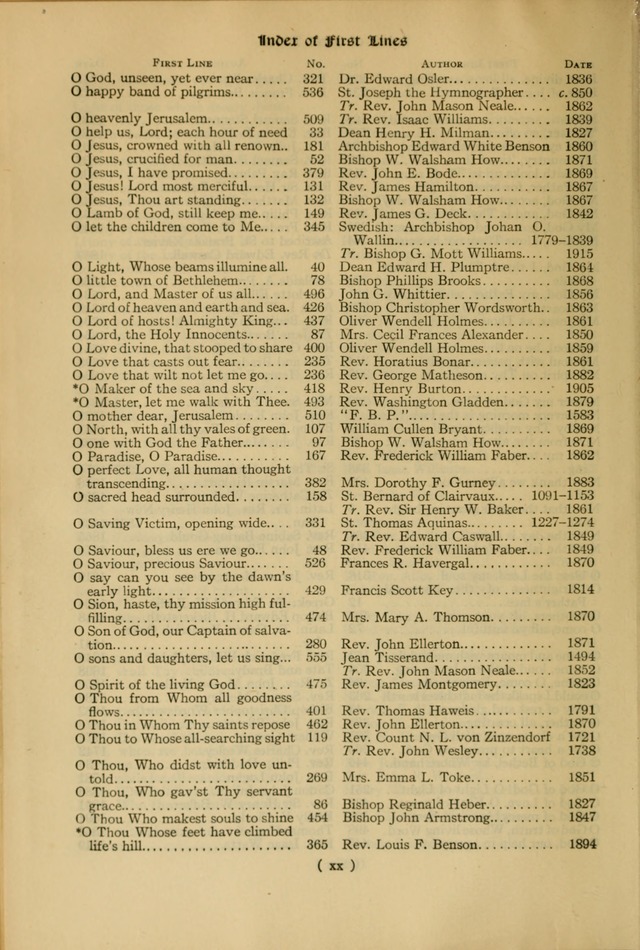 The Hymnal: as authorized and approved by the General Convention of the Protestant Episcopal Church in the United States of America in the year of our Lord 1916 page 20