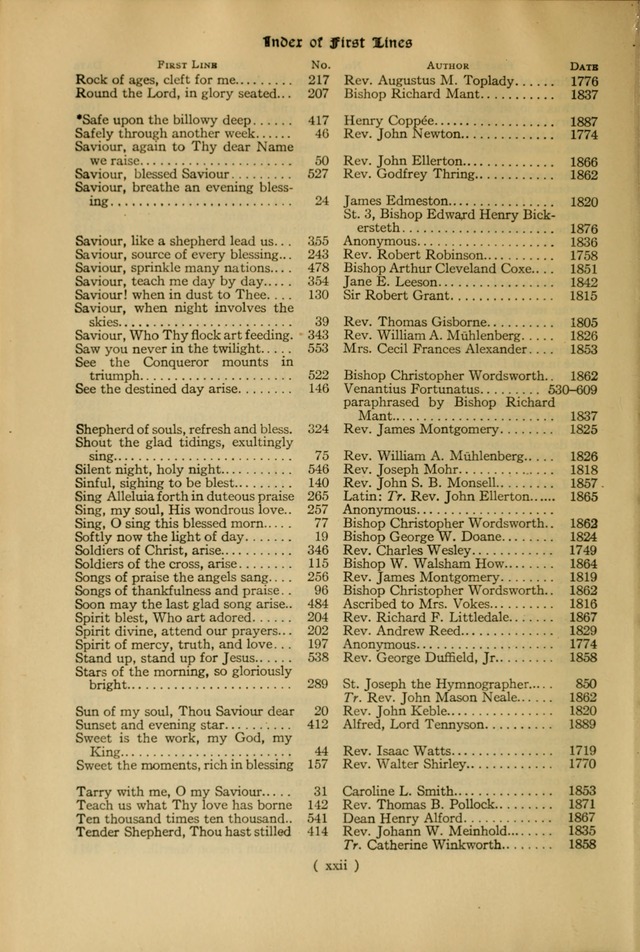 The Hymnal: as authorized and approved by the General Convention of the Protestant Episcopal Church in the United States of America in the year of our Lord 1916 page 22