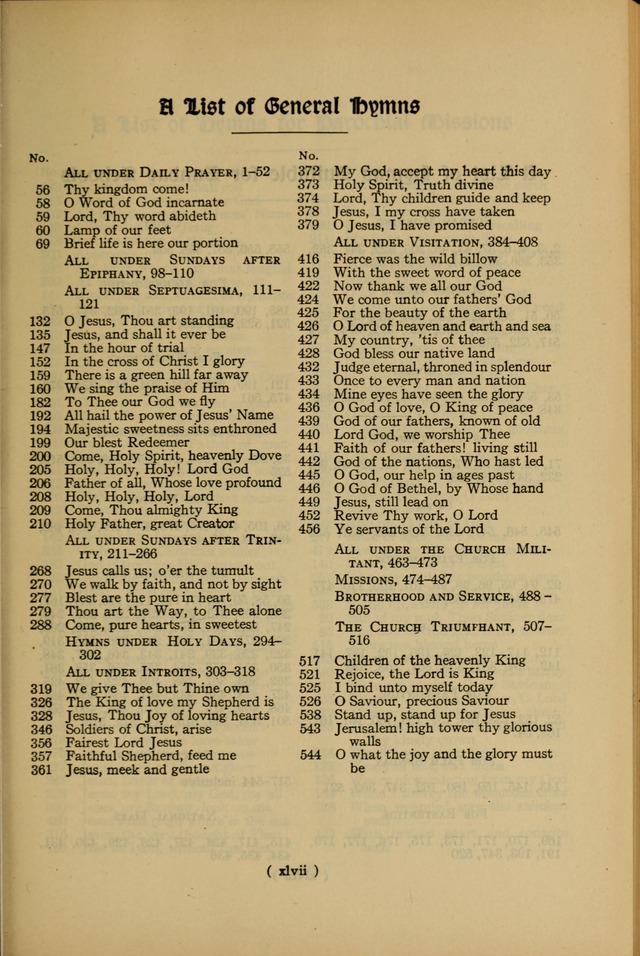 The Hymnal: as authorized and approved by the General Convention of the Protestant Episcopal Church in the United States of America in the year of our Lord 1916 page 47