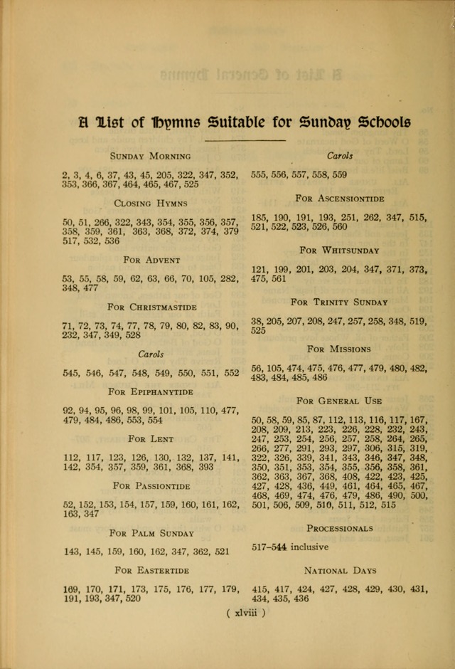 The Hymnal: as authorized and approved by the General Convention of the Protestant Episcopal Church in the United States of America in the year of our Lord 1916 page 48