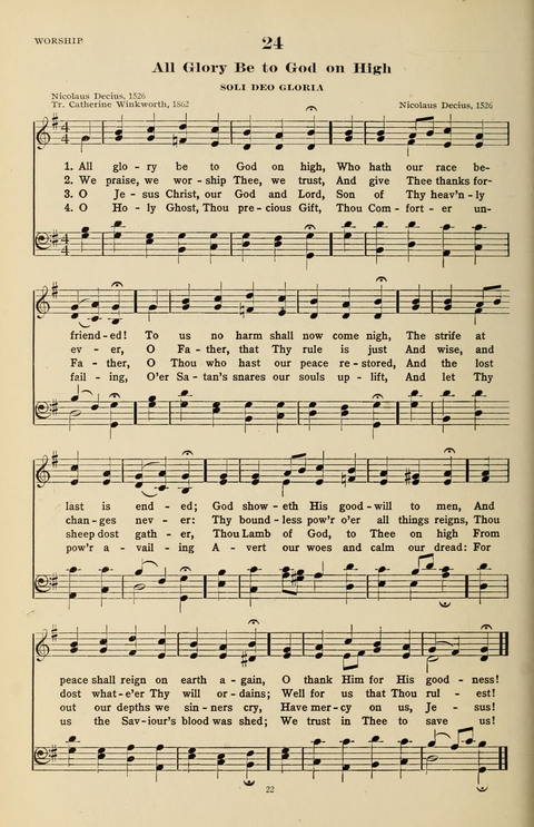 The Evangelical Hymnal page 22