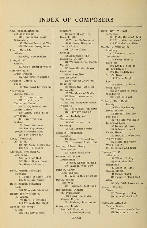 The Evangelical Hymnal page xxxv