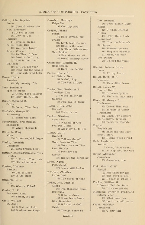 The Evangelical Hymnal page xxxvi