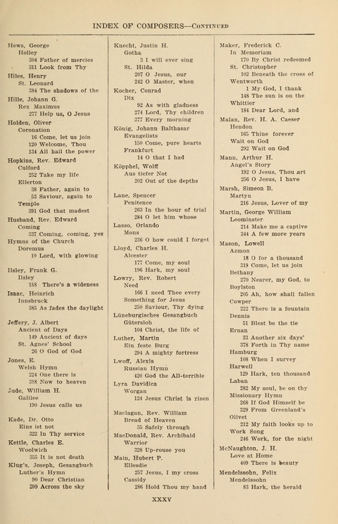 The Evangelical Hymnal page xxxviii