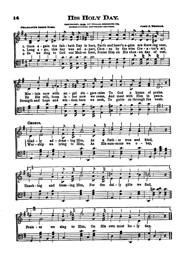 The Excelsior Hymnal page 14