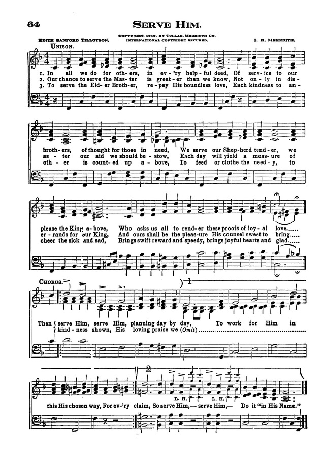 The Excelsior Hymnal page 64