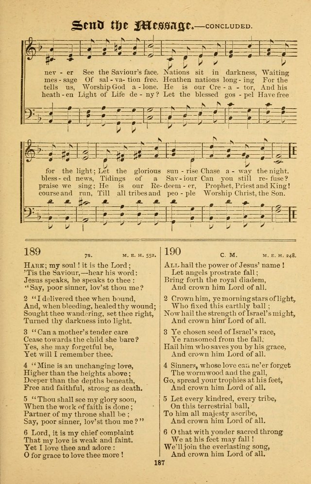 The Emory Hymnal No. 2: sacred hymns and music for use in public worship, Sunday-schools, social meetings and family worship page 189