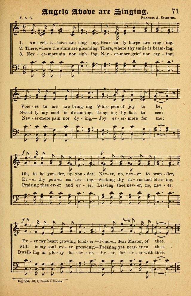 The Emory Hymnal No. 2: sacred hymns and music for use in public worship, Sunday-schools, social meetings and family worship page 71