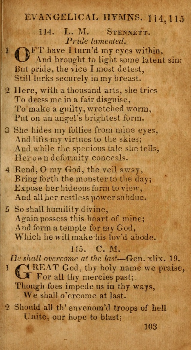 Evangelical Hymns: for private, family, social, and public worship; selected from various authors (3rd ed. enl.) page 103