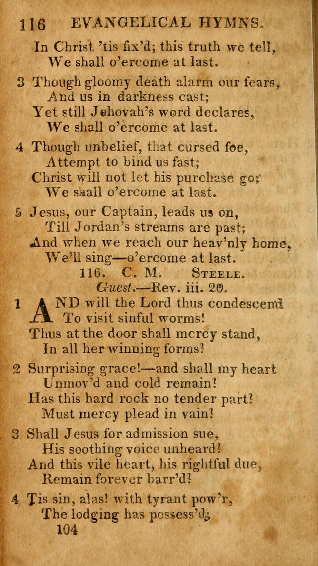 Evangelical Hymns: for private, family, social, and public worship; selected from various authors (3rd ed. enl.) page 104