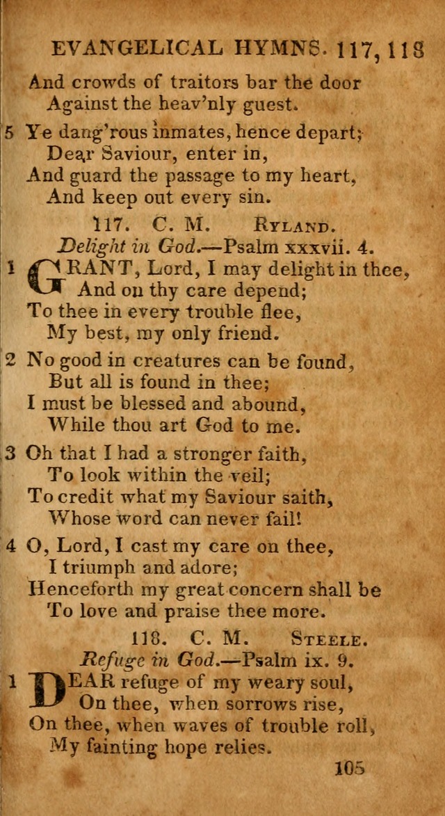 Evangelical Hymns: for private, family, social, and public worship; selected from various authors (3rd ed. enl.) page 105