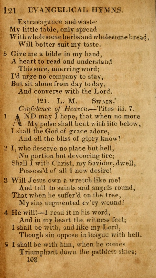 Evangelical Hymns: for private, family, social, and public worship; selected from various authors (3rd ed. enl.) page 108