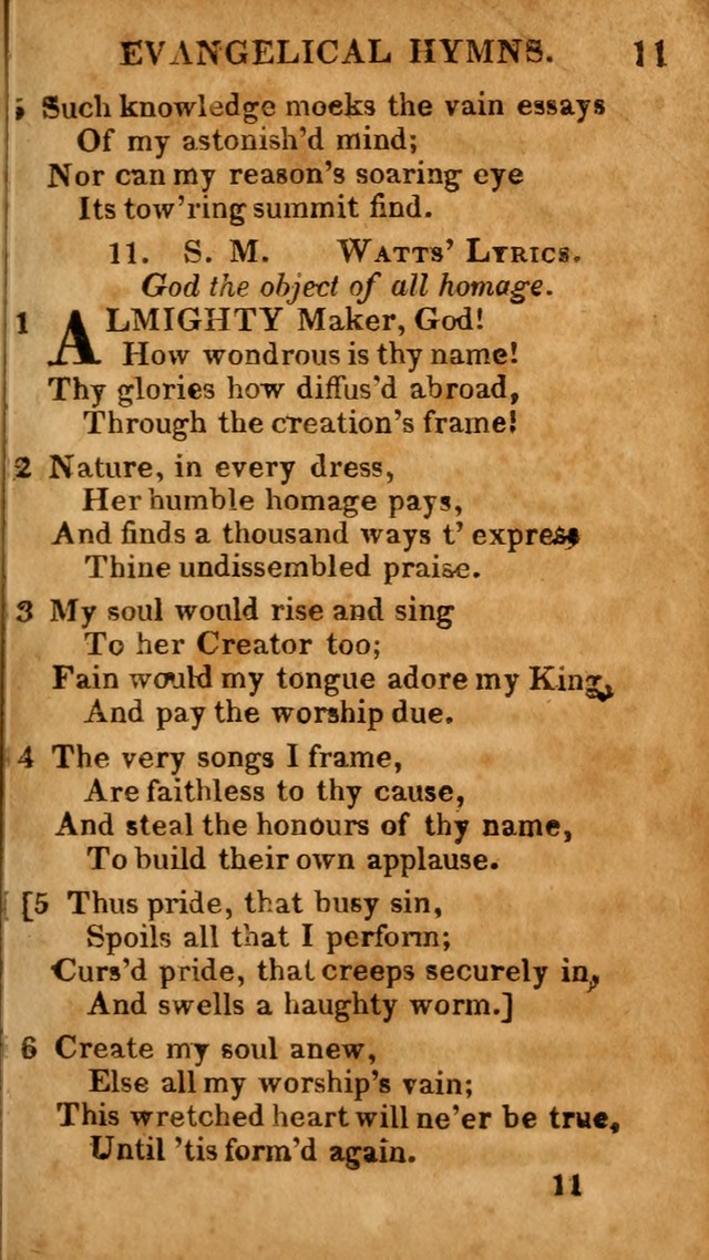 Evangelical Hymns: for private, family, social, and public worship; selected from various authors (3rd ed. enl.) page 11