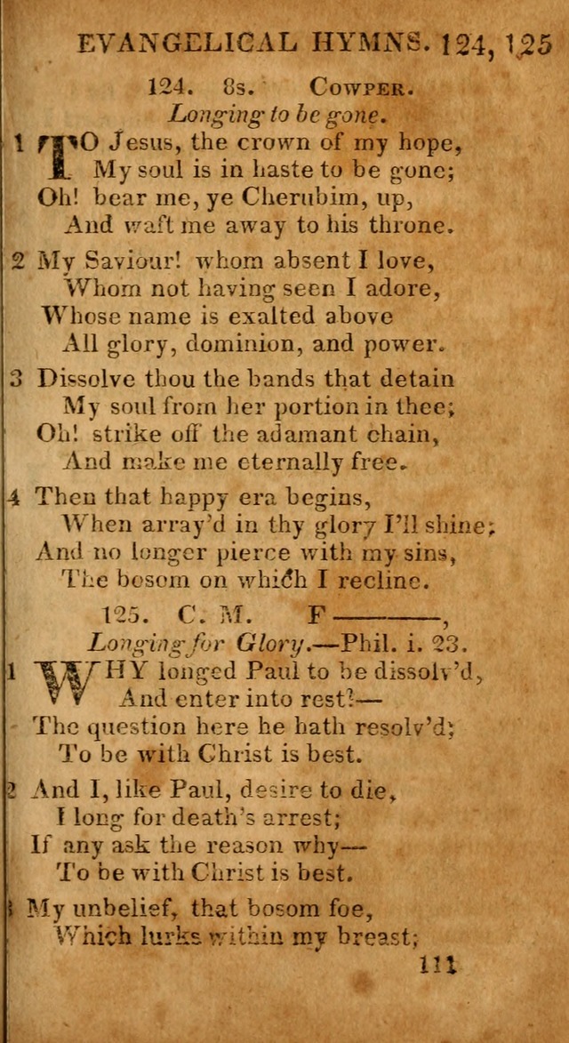 Evangelical Hymns: for private, family, social, and public worship; selected from various authors (3rd ed. enl.) page 111