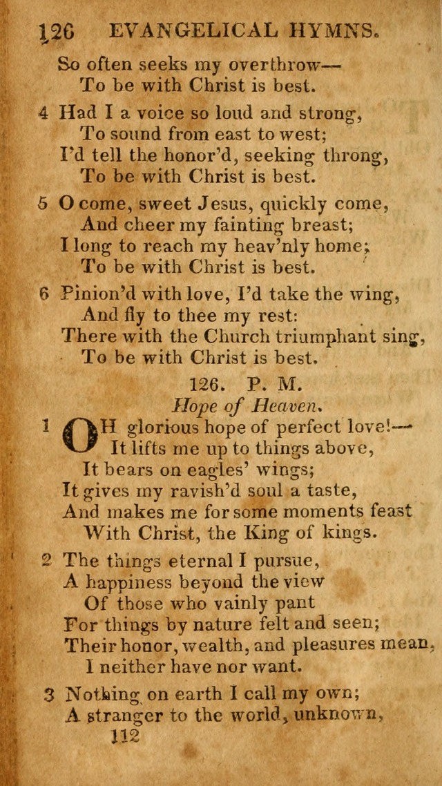 Evangelical Hymns: for private, family, social, and public worship; selected from various authors (3rd ed. enl.) page 112