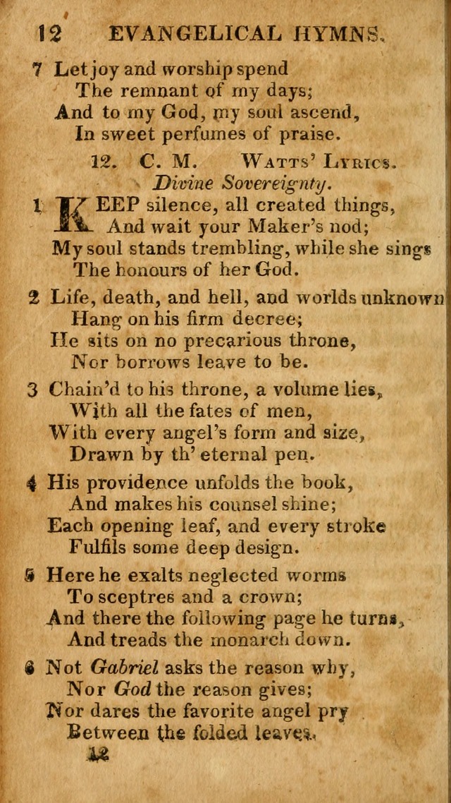 Evangelical Hymns: for private, family, social, and public worship; selected from various authors (3rd ed. enl.) page 12