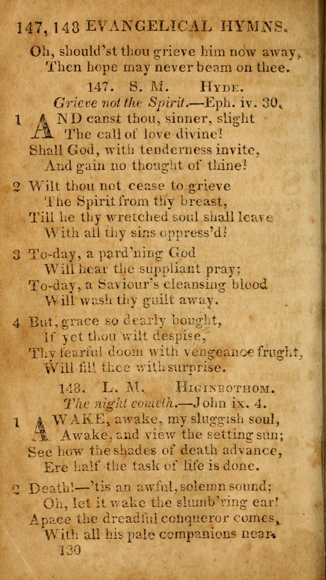 Evangelical Hymns: for private, family, social, and public worship; selected from various authors (3rd ed. enl.) page 130