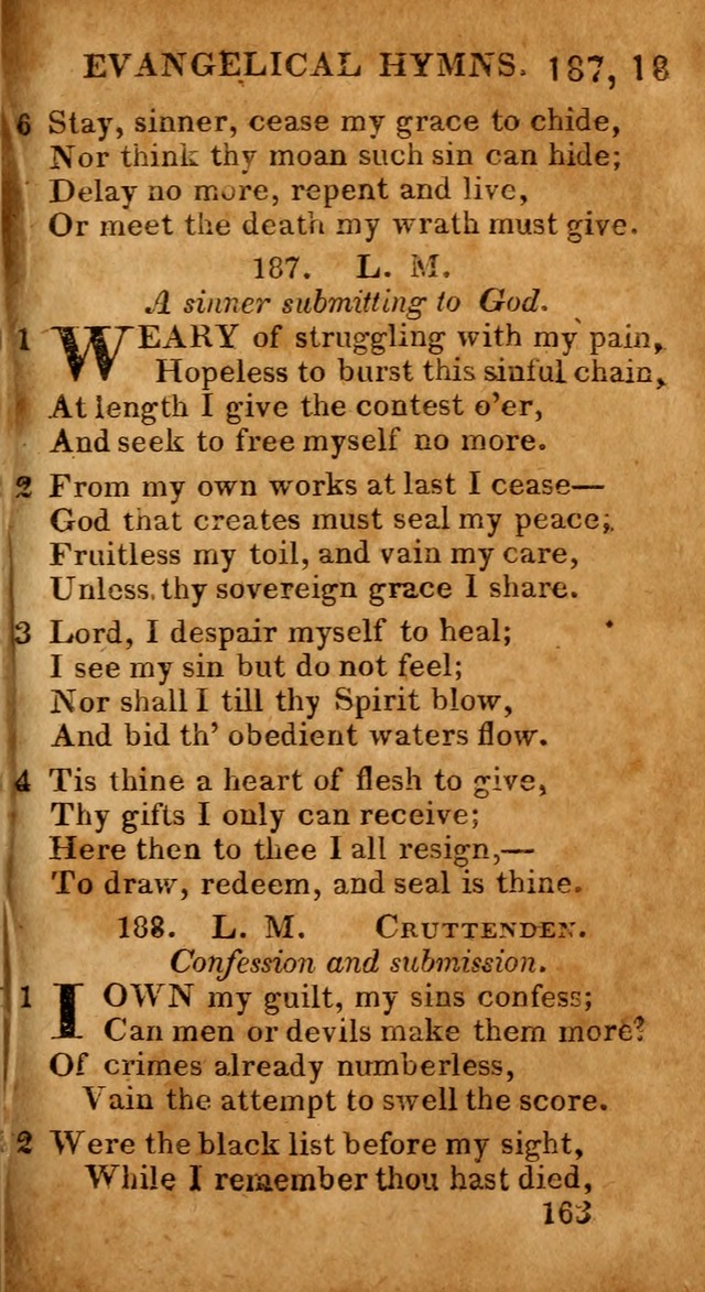 Evangelical Hymns: for private, family, social, and public worship; selected from various authors (3rd ed. enl.) page 163