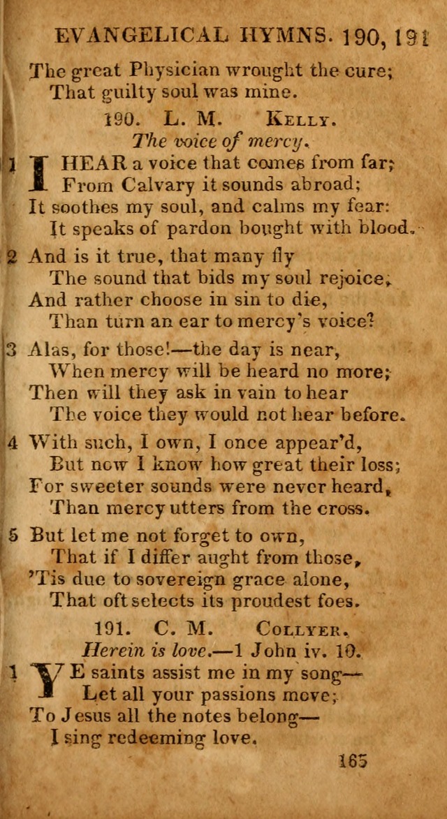 Evangelical Hymns: for private, family, social, and public worship; selected from various authors (3rd ed. enl.) page 165