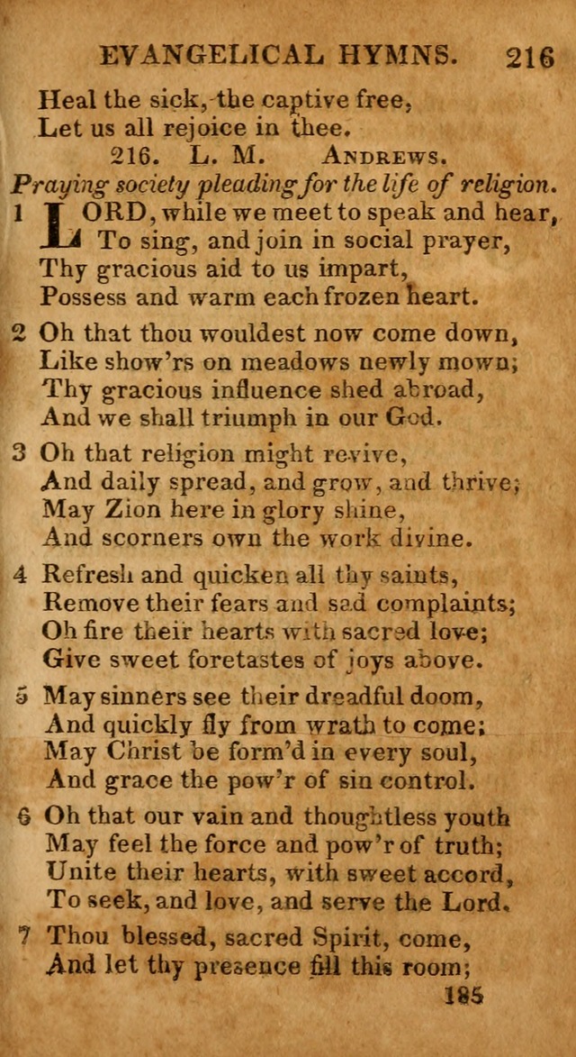 Evangelical Hymns: for private, family, social, and public worship; selected from various authors (3rd ed. enl.) page 185