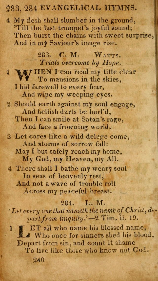 Evangelical Hymns: for private, family, social, and public worship; selected from various authors (3rd ed. enl.) page 240