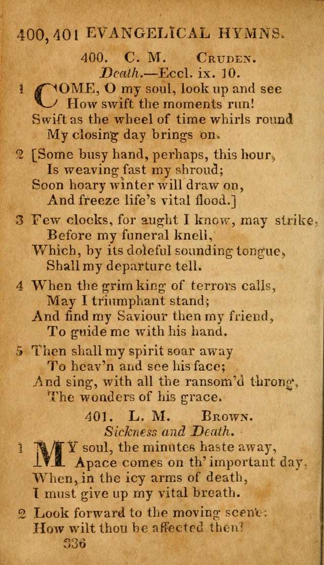 Evangelical Hymns: for private, family, social, and public worship; selected from various authors (3rd ed. enl.) page 336