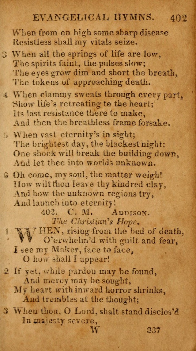 Evangelical Hymns: for private, family, social, and public worship; selected from various authors (3rd ed. enl.) page 337