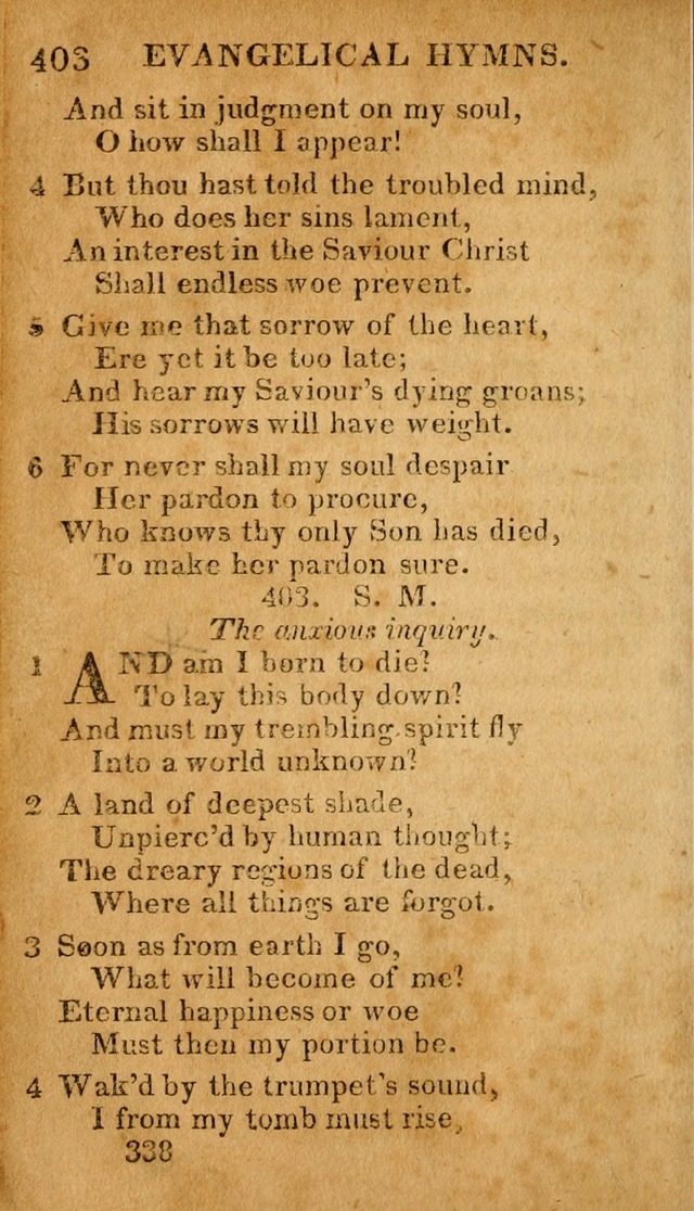 Evangelical Hymns: for private, family, social, and public worship; selected from various authors (3rd ed. enl.) page 338