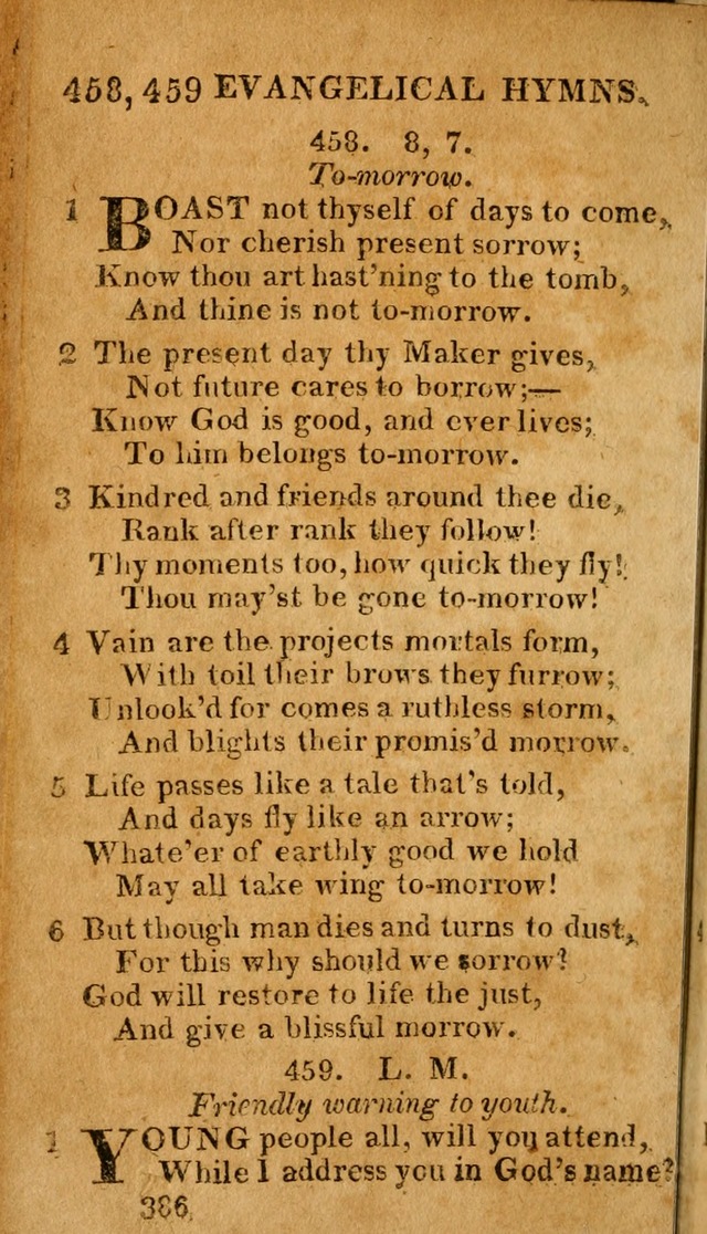 Evangelical Hymns: for private, family, social, and public worship; selected from various authors (3rd ed. enl.) page 386