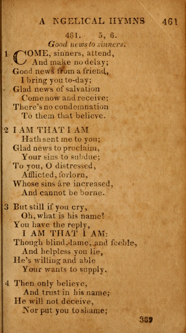 Evangelical Hymns: for private, family, social, and public worship; selected from various authors (3rd ed. enl.) page 389