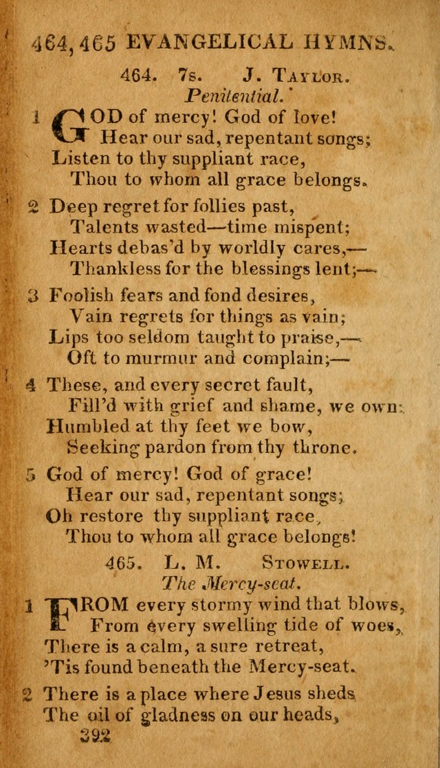 Evangelical Hymns: for private, family, social, and public worship; selected from various authors (3rd ed. enl.) page 392