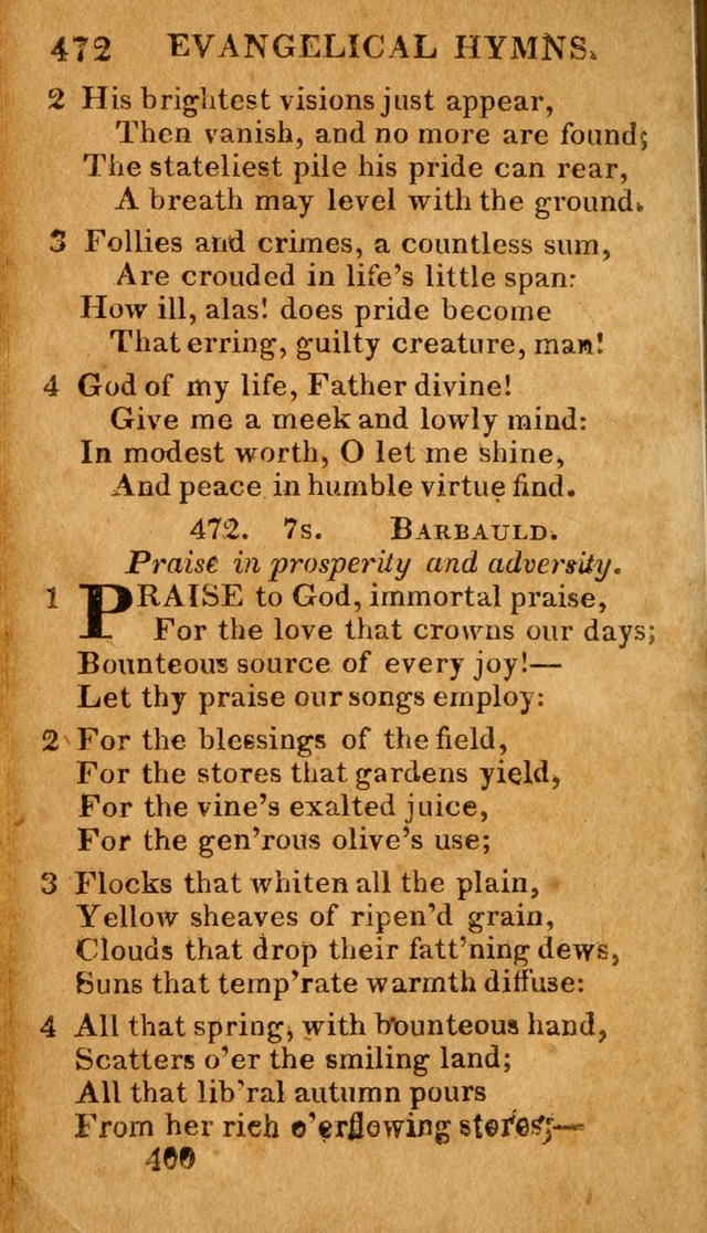 Evangelical Hymns: for private, family, social, and public worship; selected from various authors (3rd ed. enl.) page 400