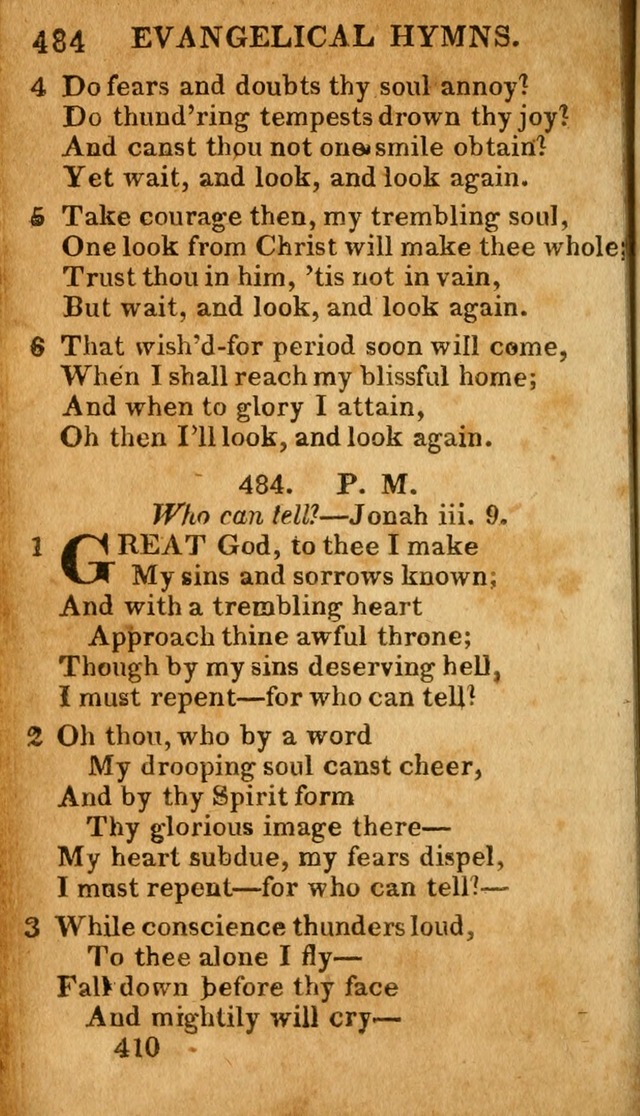 Evangelical Hymns: for private, family, social, and public worship; selected from various authors (3rd ed. enl.) page 410