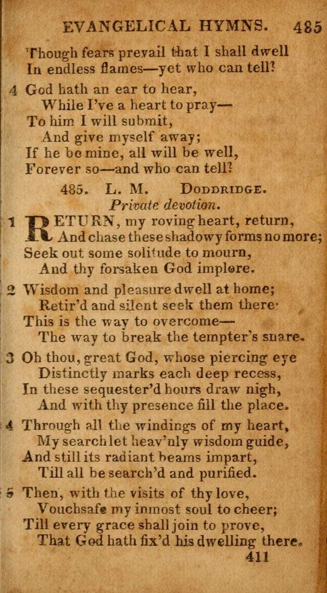 Evangelical Hymns: for private, family, social, and public worship; selected from various authors (3rd ed. enl.) page 411