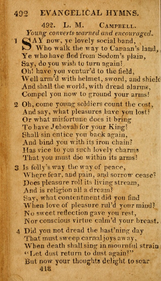 Evangelical Hymns: for private, family, social, and public worship; selected from various authors (3rd ed. enl.) page 418