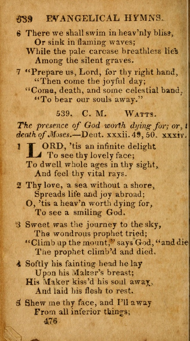 Evangelical Hymns: for private, family, social, and public worship; selected from various authors (3rd ed. enl.) page 476