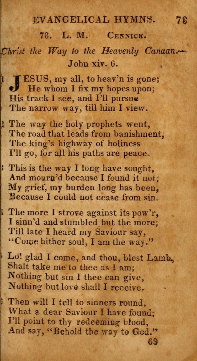 Evangelical Hymns: for private, family, social, and public worship; selected from various authors (3rd ed. enl.) page 69