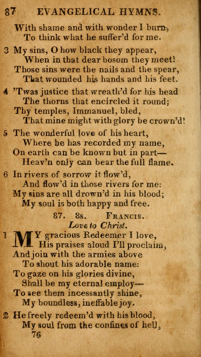 Evangelical Hymns: for private, family, social, and public worship; selected from various authors (3rd ed. enl.) page 76