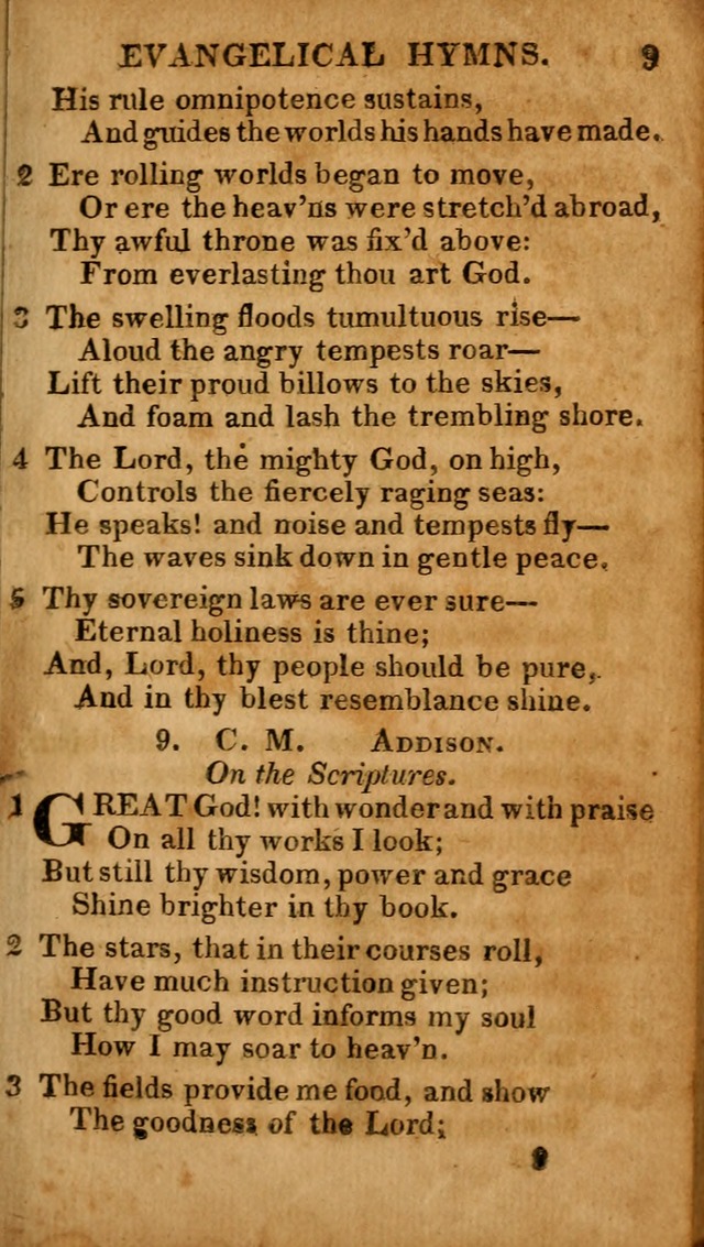 Evangelical Hymns: for private, family, social, and public worship; selected from various authors (3rd ed. enl.) page 9