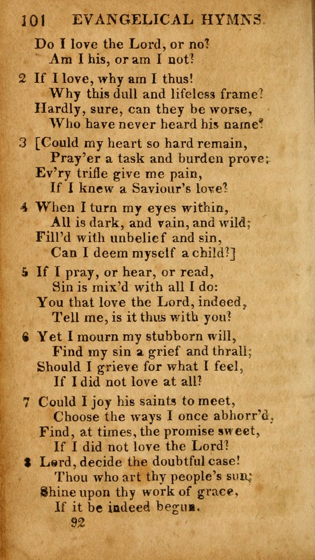 Evangelical Hymns: for private, family, social, and public worship; selected from various authors (3rd ed. enl.) page 92