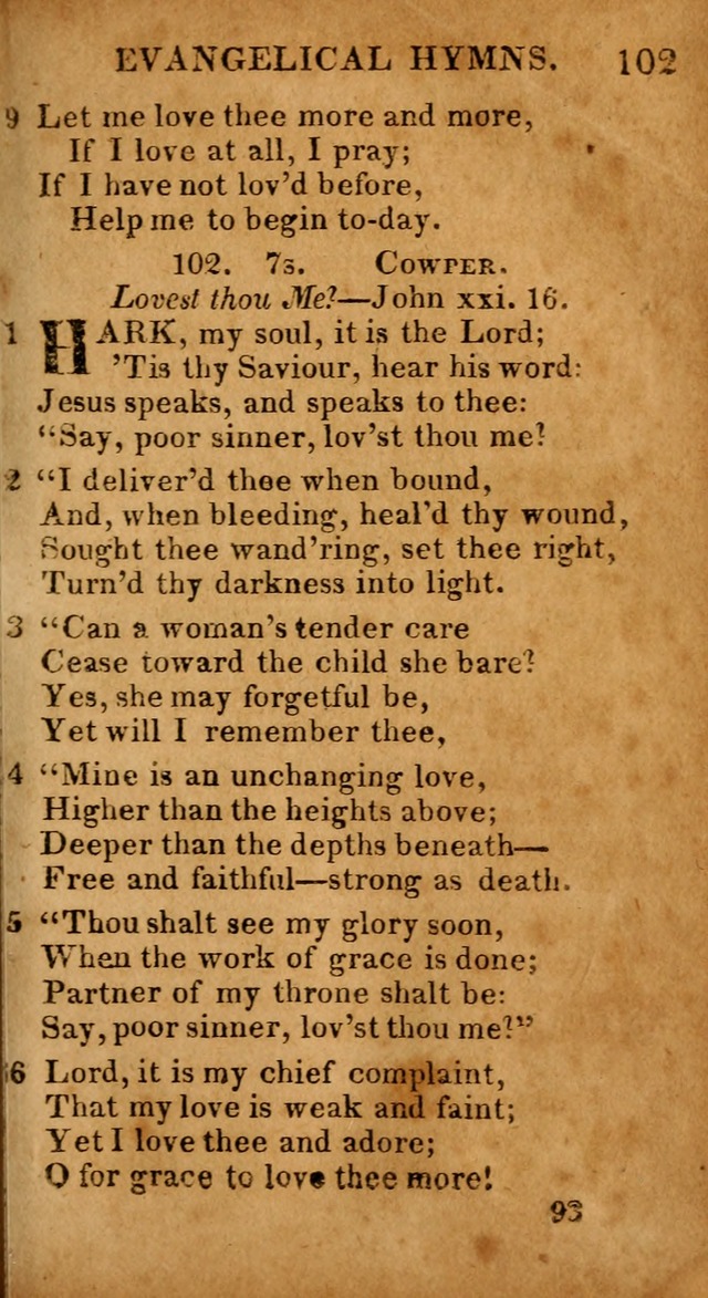 Evangelical Hymns: for private, family, social, and public worship; selected from various authors (3rd ed. enl.) page 93