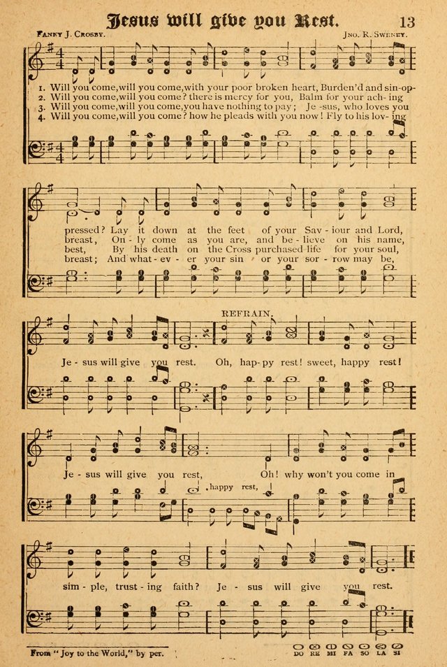 The Emory Hymnal: a collection of sacred hymns and music for use in public worship, Sunday-schools, social meetings and family worship page 13