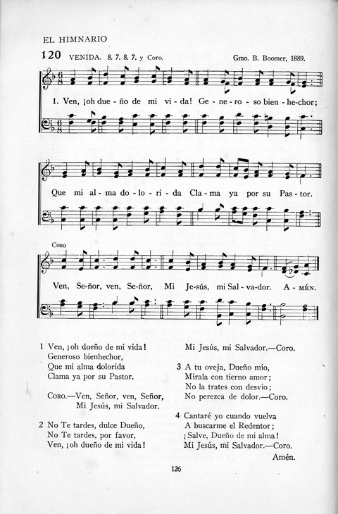 El Himnario para el uso de las Iglesias Evangelicas de Habla Espanola en Todo el Mundo page 126