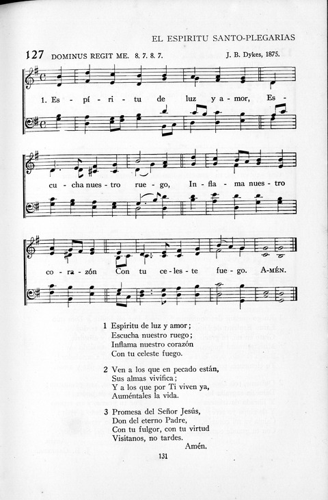 El Himnario para el uso de las Iglesias Evangelicas de Habla Espanola en Todo el Mundo page 131